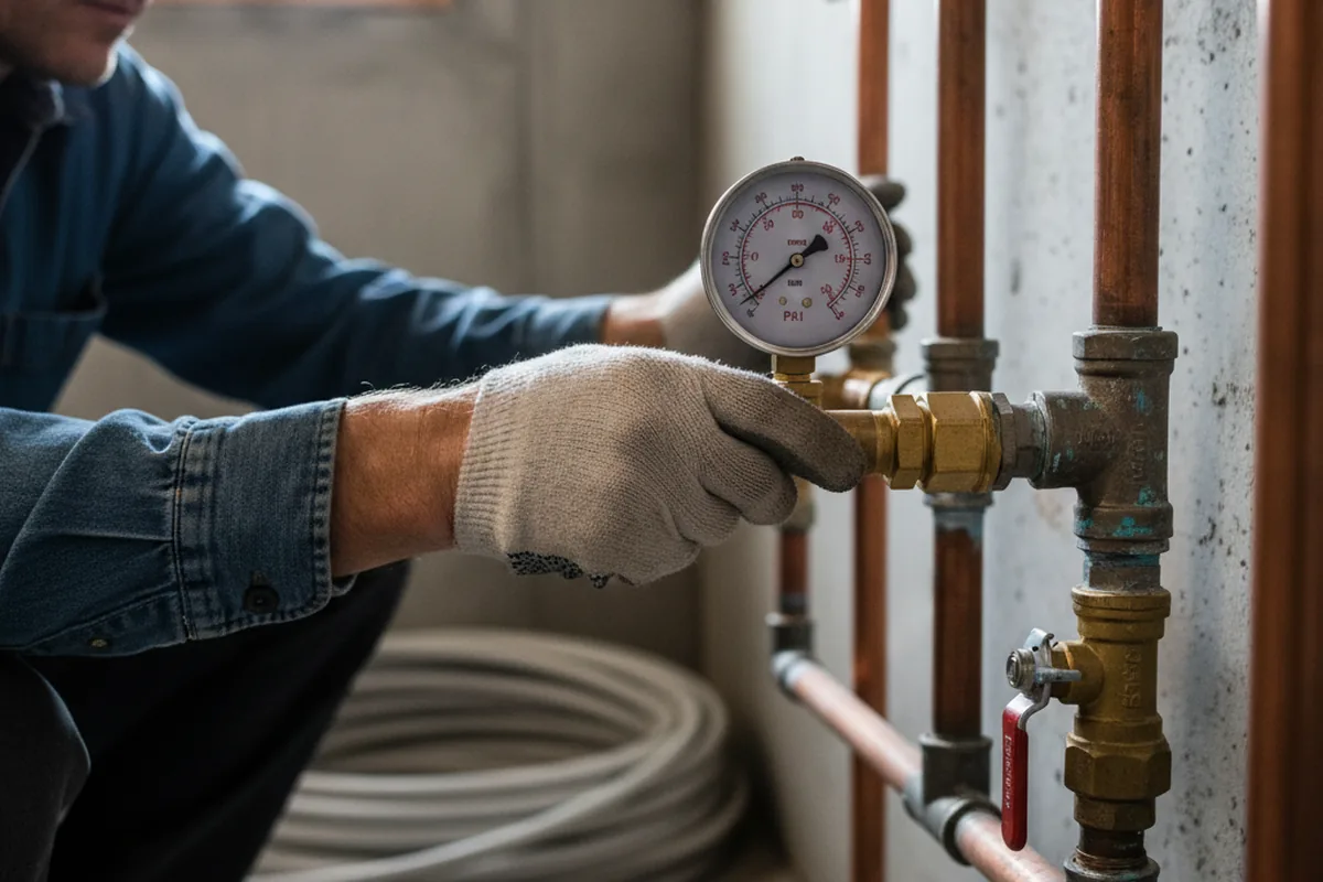 Pressure testing a repaired line during Water Line Repair in Fitchburg